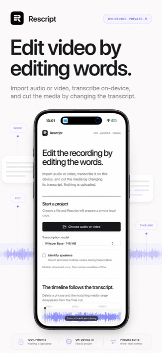 Edit video by editing words in the transcript